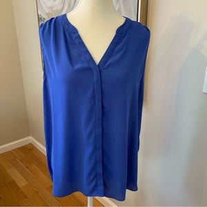 NYDJ Blue Sleeveless Pintuck Blouse, Size Medium